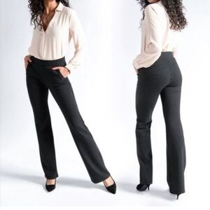 Betabrand Boot-Cut Six-Button Black-Pinstripe